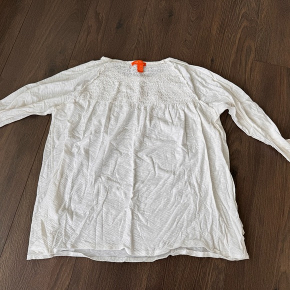 Smocked bright white Joe Fresh long sleeve cotton tshirt - Picture 3 of 7